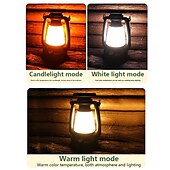 cheap Landscape Lights-New Retro Lamp Tri-Color Led Stepless Dimming Light Source Portable Hanging Solar Charging USB Camping Outdoor Lighting 1PC