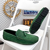 cheap Men&#039;s Slip-ons &amp; Loafers-Men&#039;s Green Suede Loafers – Casual Slip-On Moccasins with Non-Slip Sole for Driving &amp; Everyday Wear