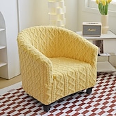 abordables Potah na křeslo a potah na křeslo-Housse de chaise club en polaire housse de chaise tonneau housse de chaise de baignoire extensible douce pour salon et chambre à coucher, protection de fauteuil lavable et amovible, protection de