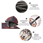 levne pánská fleecová bunda-Pánské Zimní kabát Fleecová bunda Kabát Sporty a outdoor Denní nošení Zahřívací Prodyšné Zip Kapsy Podzim zima Vlk Bandana Print Šik ven Etnický styl Mikina Dlouhé Běžný Černá Fialová Oranžová Hněd