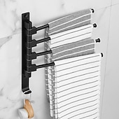 cheap Towel Bars-Towel Bar Robe Hook Bathroom Shelf Foldable Multilayer New Design Contemporary Modern Aluminum Metal 1PC - Bathroom 4-towel bar Wall Mounted