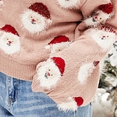 preiswerte Hässlicher Pullover-Anime Bischofsärmel Hässlicher Weihnachtspullover Pullover Jumper Weihnachtsmann Lustig für Damen Erwachsene 3D-Druck  für Weihnachten Karneval Neujahr Party Alltagstauglich