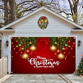 cheap Outdoor Decorations-Christmas Garage Door Banner, Indoor Outdoor Christmas Holidays, Happy Background, Decoration Cover, Christmas Happy New Year Banner, Large Door Cover, Christmas Decoration
