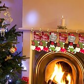 זול Christmas Bath-1 יחידת מחזיקי גרביים לחג המולד למעטפת מחזיקי גרביים מתכווננים להחלקה, קולב גרביים לקישוטים למסיבת חג המולד