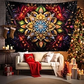 abordables Tapices de luz negra-Tapiz de meditación bohemia con luz negra, reactivo a los rayos UV, que brilla en la oscuridad, tapiz colgante psicodélico, arte mural para pared para sala de estar y dormitorio