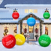 economico luci di Natale all&#039;aperto-Palla Inflabile di Natale da 24 Pollici con Luce Grandi Ornamenti Natalizi Decorazione Esterna Palla PVC Gonfiabile per Decorazioni Natalizie all&#039;aperto Palloncini Colorati per Albero di Natale