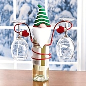 preiswerte Küche-Weinflaschen- und Glashalter für Weihnachten, festliches Rotweinregal mit hängendem Glas-Organizer, Tischdekoration für Weihnachtsfeiern, Weihnachtsessen, Bar, Heimdekoration