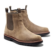 abordables Botas del Chelsea-Botines Chelsea de ante para hombre: botines sin cordones con paneles laterales elásticos, estilo vintage informal para otoño e invierno, uso diario y al aire libre.
