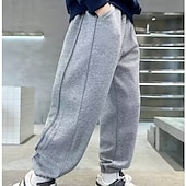 cheap Bottoms-Kids Boys Sweatpants Trousers Pocket Solid Color Keep Warm Comfort Pants School Sports Black Gray