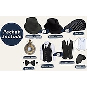 levne oblečení-Retro Řvoucí 20s 20. léta 20. století Úbory Tričko Vesta Gentleman Gangster Pevná barva Běžný Pánské předvečer Všech svatých Karneval Nový rok Večírek Maturitní ples loučení se svobodou nevěsty