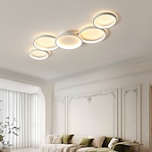 economico Lampade da soffitto-plafoniera a led design circolare 100 cm lampadario moderno a sospensione in metallo 5 teste lampada a sospensione a led plafoniera a sospensione creativa in nero per soggiorno ristorante bar 110-240v