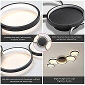 economico Lampade da soffitto-plafoniera a led dimmerabile design circolare moderno lampadario a sospensione in metallo 5 teste lampada a sospensione a led plafoniera a sospensione creativa in nero per soggiorno ristorante bar