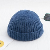 abordables Gorro-Hombre Sombrero de Beanie Gorro de pescador Gorro de arrastre Gorra de reloj Gorros Amarillo Claro Negro Algodón Deportes Viaje Enrollar el borde Exterior Vacaciones Plano Resistente al Viento