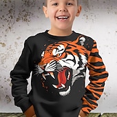 voordelige Jongens 3D Dieren-Jongens 3D Tijger Sweatshirt Pullover Lange mouw 3D-afdrukken Herfst Winter Modieus Streetwear Stoer Kinderen 3-12 jaar 4-12 jaar Buiten Casual Dagelijks Normale pasvorm