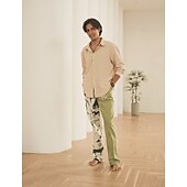 cheap Luxury Linen Shirts-10% Linen Button-Down Men&#039;s Shirt Linen Shirt White Pink Navy Blue Long Sleeve Solid Color Collar Spring &amp; Summer Casual Daily Clothing Apparel