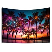 Недорогие Тапестри́ на океа́нском пляже-Пляжное освещение, подвесной гобелен, настенное искусство, большой гобелен, фреска, декор, фотография, фон, одеяло, занавеска, украшение для дома, спальни, гостиной