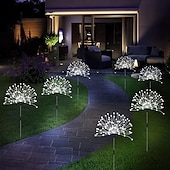 economico Luci paesaggistiche-1 confezione di fuochi d&#039;artificio decorativi natalizi a 8 funzioni ad energia solare, luce da prato montata a pavimento, matrimonio festivo, lampada decorativa impermeabile per esterni di Halloween