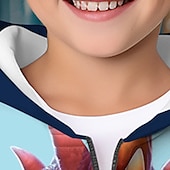 billiga Pojkens 3D-djur-Pojkar 3D Dinosaurie Huvtröja Kappa Ytterkläder Långärmad 3D-tryck Höst Vinter Mode Streetwear Häftig Polyester Barn 3-12 år Utomhus Ledigt Dagligen Normal