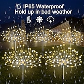 olcso Pathway Lights &amp; Lanterns-5db 5 W LED napelemes világítás Pathway Lights &amp; Lanterns Napelemes Karácsonyi esküvői dekoráció 8 világítási mód Meleg fehér Hideg fehér Zöld 5 V 600 LED gyöngyök