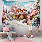Недорогие пейзаж гобелен-candyland house подвесной гобелен настенное искусство большой гобелен фреска декор фотография фон одеяло занавеска дом спальня гостиная