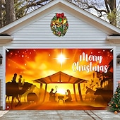 お買い得  屋外装飾-クリスマスガレージドアバナー、屋内屋外クリスマス休暇、幸せな背景、装飾カバー、クリスマス新年あけましておめでとうございますバナー、大型ドアカバー、クリスマス装飾