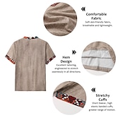 billiga Etnisk stil-Herr Grafisk Stam Henleytröja Kortärmad 3D-tryck Mode Designer Grundläggande Utomhus Dagligen Sommar Blå Kaki Grå Hög krage Henley T-shirt