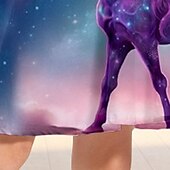 billige 3D Unicorn kjole-Jenter&#039; 3D Galakse enhjørning Rysjekjole Langermet 3D-utskrift Høst Vinter Feriereise Sport &amp; Utendørs Daglig søt stil Fritid Vakker Barn 3-12 år Uformell kjole Kjole med A-linje Ovenfor knéet Normal