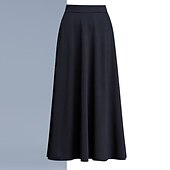 tanie Zwykłe spódnice-Damskie Spódnica Linia A Huśtawka Elegancja Moda Midi Wysoka talia Spódnice Solidne kolory Kieszeń Ulica Codzienny Wino Czarny Czerwony Zima Poliester