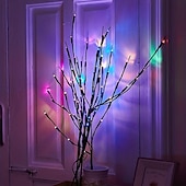 abordables 123496-1pc 20 LED branche de saule colorée, lumière de décoration de bouquet de fleurs, remplissage de vase à pieds hauts, branche de saule, fête des mères, noël, fête de mariage, guirlande lumineuse de