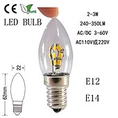 cheap LED Candle Lights-2 W LED Candle Lights 260 lm E14 C35 24 LED Beads SMD 2835 Warm White White 85-265 V