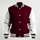 economico Giubbotti e cappotti da uomo-Per uomo Giacca di transizione Giacca College Abbigliamento quotidiano Tasca Tutte le stagioni Blocco di colori Streetwear Collo alla coreana Regolare Nero Blu marino Blu Rosso Giacca