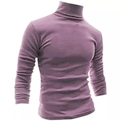 billiga grundläggande t-shirts-Herr Långärmad tröja Långärmad Polokrage Vår &amp; Höst Semester Helgen Vin Mörkgrå Svart Topp t-shirt för män