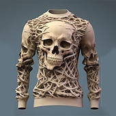 economico Felpe e Sweatshirt di Halloween-Per uomo Grafico Scheletro Teschi Felpe Felpa da golf Manica Lunga Felpa Girocollo Quotidiano Casual Vintage Retrò Stampa 3D Vacanza Ferie Uscire Stampato Primavera &amp; Autunno