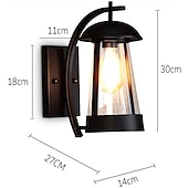 abordables luces de pared al aire libre-Aplique de pared impermeable, lámpara de pared antigua resistente a la intemperie, lámpara de pared LED para exteriores con pantalla de vidrio, aplique de pared de metal con casquillo e27 110-240v