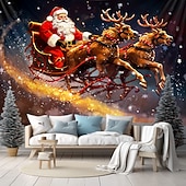 billige hengende juleteppe-juledekorasjoner nisse slede hengende billedvev veggkunst jul stor billedvev veggmaleri dekor fotografi bakteppe teppe gardin hjem soverom stue dekorasjon