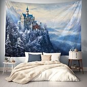 baratos tapeçaria de paisagem-castelo das maravilhas branco tapeçaria pendurada arte de parede grande tapeçaria mural decoração fotografia pano de fundo cobertor cortina casa quarto sala de estar decoração