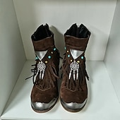 levne Cowboy &amp; Western Boots-dámské boho třásňové kotníkové boty s kouzlem lapače snů, ideální na festivalové nošení i běžné outfity