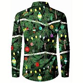 economico Costume di Natale-natale uomo costume natalizio camicie stampate albero casual esterno strada autunno&amp;amp;camicia invernale a maniche lunghe bordeaux verde s m l