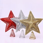 economico Addobbi per l&amp;#39;albero di Natale-Stella puntale dell&#039;albero di Natale, decorazione della parte superiore dell&#039;albero, layout della scena della stella con la parte superiore dell&#039;albero a grana dritta con paillettes, decorazione da