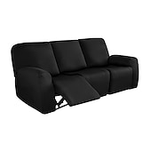 abordables Funda para sillón reclinable-Fundas reclinables impermeables, funda de sofá suave antideslizante color burdeos con bolsillo para sofá de 1/2/3/4 plazas, protector de muebles reclinables de jacquard elástico de licra lavable para
