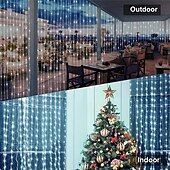 billige Soldrevet-1 stk solar led gardin krans på vinduet utendørs vanntette eventyrlys 8 lysmoduser for festival nyttår dekor led lys juledekorasjon, halloween dekorasjoner lys utendørs skinn