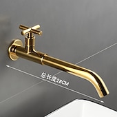 cheap Wall Mount-Wall Mounted Bathroom Sink Faucet, Brass Constructed Single Handle One Hole Long Reversible Spout Bath Mixer Taps for Bathroom Sink Tall Vessel in Black Chrome Antique Brass Silver