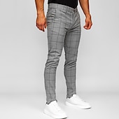cheap Chinos-Men&#039;s Trousers Chinos Chino Pants Pocket Plaid Comfort Breathable Outdoor Daily Going out Fashion Casual Dark Khaki Black