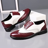 cheap Formal-Men&#039;s Black and White Brogue Oxford Shoes with Wingtip Design, Perforated Detailing for Formal Events and Parties Weddings