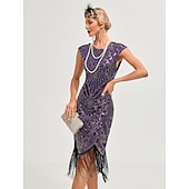 olcso Ruhák-Ordító 20-as évek 1920-as évek Koktélruha Flapper ruha Ruhák Karácsonyi party ruha A nagy Gatsby Charleston Esküvői Vendég Flitter Rojt Jelmez Női Karácsony Mindszentek napja Farsang Farsang Esküv