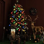 abordables Guirlandes lumineuses à brancher-lumières de Noël 16,4 pieds 50 LED C6 lumières de Noël 5 m avec fonction de synchronisation prise étanche et connectable pour la décoration de jardin de fête à la maison décorations de Noël en plein
