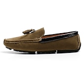 cheap Men&#039;s Slip-ons &amp; Loafers-Men&#039;s Orange and Blue Suede Driving Loafers with Tassel Detail and Non-Slip Rubber Sole - Stylish and Comfortable for Casual and Driving Wear