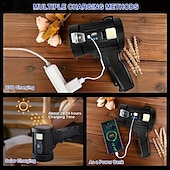 abordables Luces de trabajo-Linterna con foco recargable, foco ultrabrillante de 200000 lúmenes con soporte con 3 modos principales y 4 filtros de color, foco LED portátil para exteriores, cable USB incluido, apto para