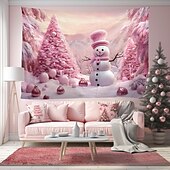 billige hengende juleteppe-juledekorasjoner snømann snøfnugg hengende billedvev veggkunst xmas stor billedvev veggmaleri dekor fotografi bakteppe teppe gardin hjem soverom stue dekorasjon