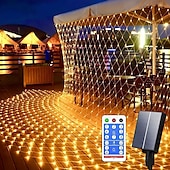 billige Soldrevet-1,5m 3M 6m Lysslynger 96/192/672 LED EL Varm hvit Kjølig hvit Multifarget LED Net Mesh strenglys Halloween Solar Ferie 24 V